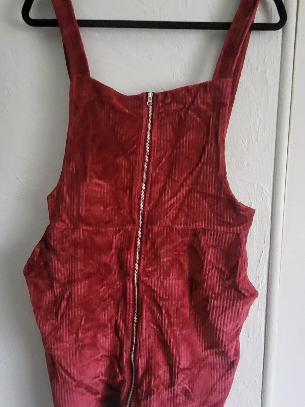 Women’s Corduroy Zip-Front Jumpsuit in Deep Red